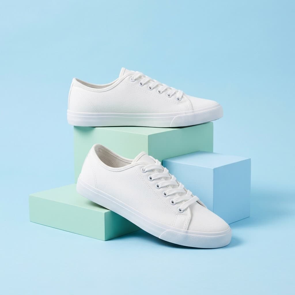 Sepatu: Di atas balok pastel