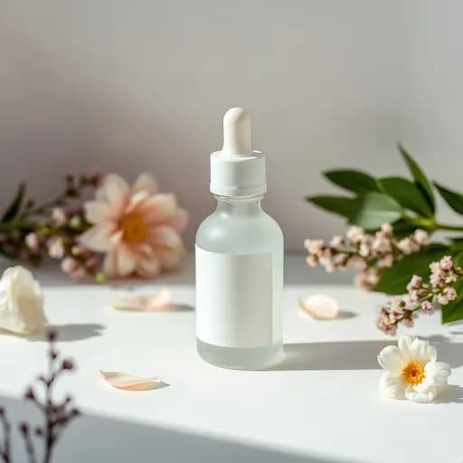 Skincare dikelilingi bunga