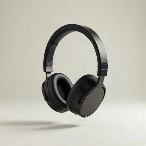 Headphone melayang di latar putih