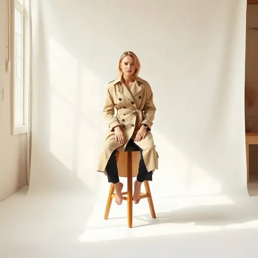Baju dipakai model yang duduk santai
