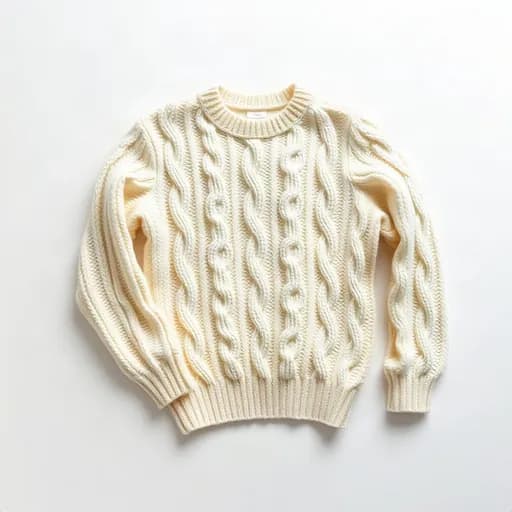 Sweater rajut ditata dari atas di latar putih