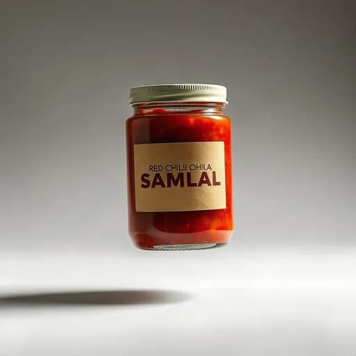 Toples sambal melayang di latar netral