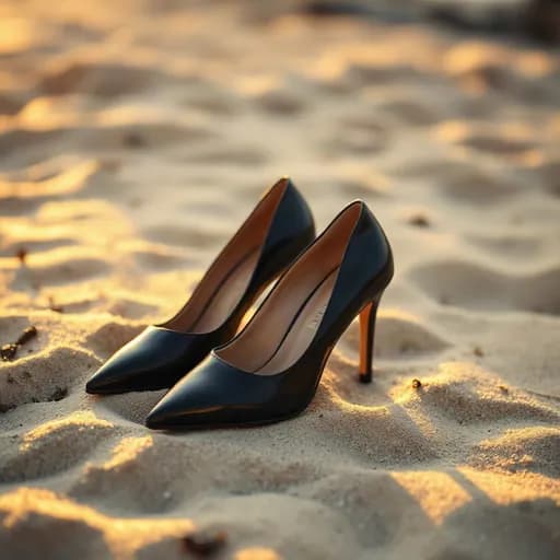 Sepatu di pantai