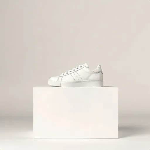 Sepatu di atas kotak, latar abu